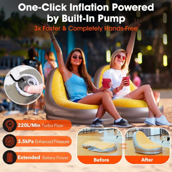 96b8f8d7b01d5681 Inflatable Couch Built in Rechargeable Pump, 3kPa High-Pressure Lounge Chair, Inflatable Bean Bag Chair for Indoor Office Outdoor Camping