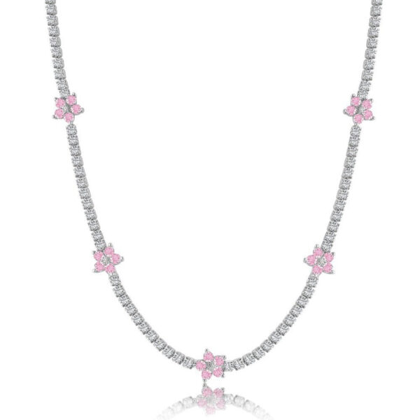 96bd00a80748d012 Wong Rain 100% Sterling Sier Flower Lab Sapphire Emerald High Carbon Diamonds Gemstone Tennis Chain Necklace Fine Jewelry