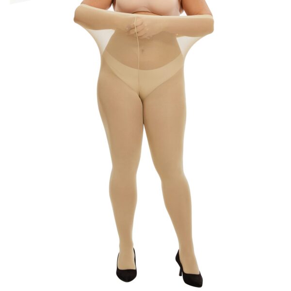 96c37e4598421e44 MANZI Women's 2 Pairs Plus Size Control Top Tights Ultra-Soft Panty Hose