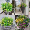 96ce4a0982a31027 12 Bundles Outdoor Artificial Fake Flowers UV Resistant No Fade Boxwood Faux Plastic Shrubs Plants for Garden Patio Porch Window Box Home Wedding Farmhouse Hanging Décor