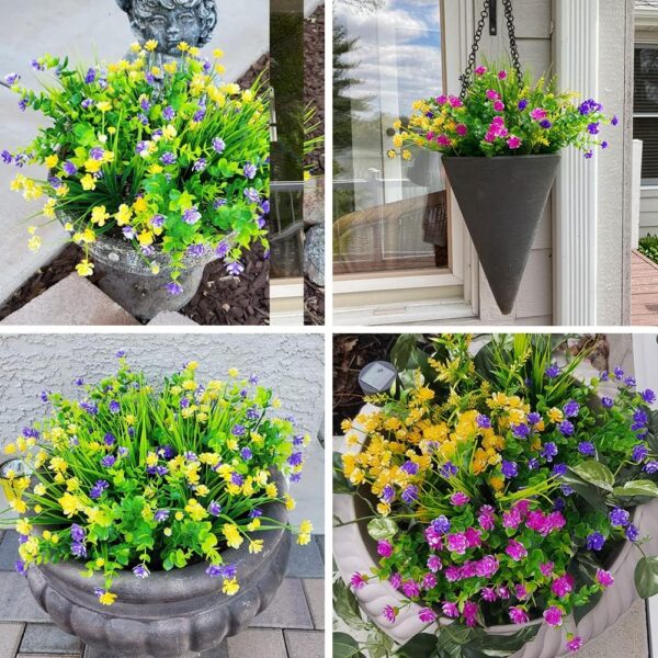 96ce4a0982a31027 12 Bundles Outdoor Artificial Fake Flowers UV Resistant No Fade Boxwood Faux Plastic Shrubs Plants for Garden Patio Porch Window Box Home Wedding Farmhouse Hanging Décor