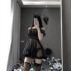 Kawaii Lace Nightdress Lingerie Pajamas Set for Women Off-Shoulder Tulle Temptation See Through Dress Erotic Cosplay Costumes