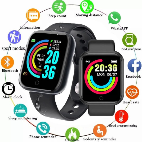 Y68 Watch Color Screen Step Counting Multi Sport Mode Message Reminder Photography Music Remote Control Smart Band