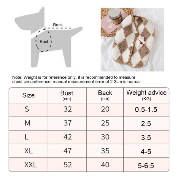 Fashion Plaid Fleece Puppy Coat Jack Dog Clothes Bear Vest Dogs Clothing Pet Outfits Cute Winter Yorkies Costume