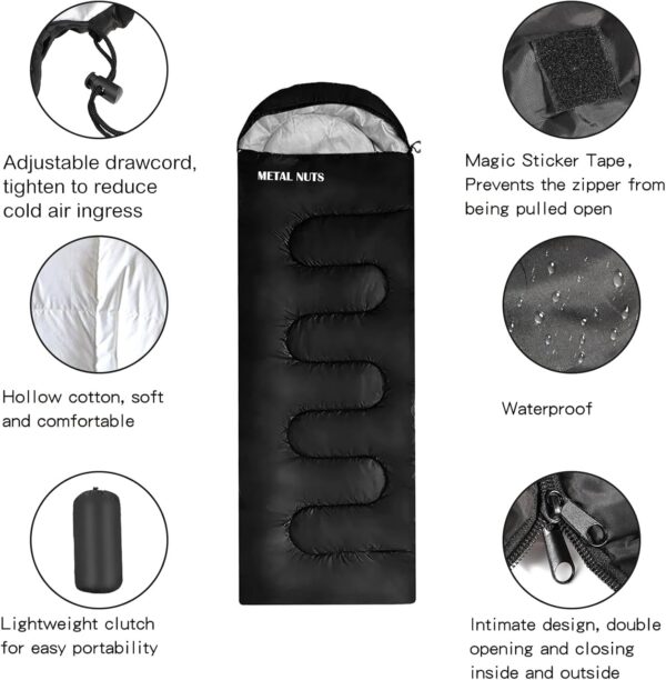 Sleeping Bag for Adults – Lightweight & Warm Waterproof 3-Season Sleeping Bag for Camping, Hiking, Outdoor & Indoor Use, Compact & Comfortable with Compression Bag