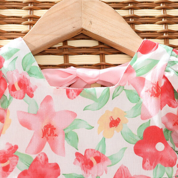 Sweet Baby Girl Dress Summer Soft Skin-friendly Children Clothing Lovely Flower Ribbon Toddler Dresses 0-3 Y Kids Daily Clothes
