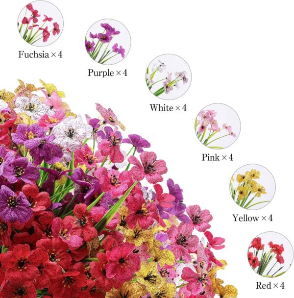 96e7b63e0a965631 24 Bundles Artificial Flowers for Outdoor,No Fade Fake Plastic Flowers Faux Plants for Decoration Hanging Planters Indoor Outside Garden Porch Window Box Home Wedding Farmhouse