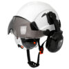 96ed516f737da8f3 CE Construction Safety Helmet With Visor Built In Goggle Earmuffs For Engineer Hard Hat ANSI Industrial Work Cap Head Protection
