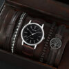 96fa75f97d698259 MSCXDK Brand 5pcs Black Quartz Watches Bracelet Men Business Casual Round Watch Life Tree PU Leather Bracelets Sets