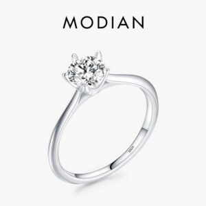 96fcc0c123abc8b7 Modian Sterling Sier Simple Round Clear CZ Classic Wedding Engagement Simulated Diamond Band Rings For Women Fine Jewelry
