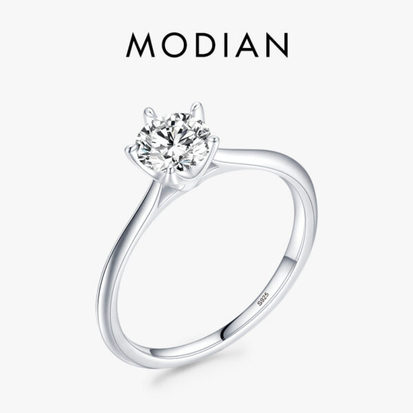 96fcc0c123abc8b7 Modian Sterling Sier Simple Round Clear CZ Classic Wedding Engagement Simulated Diamond Band Rings For Women Fine Jewelry