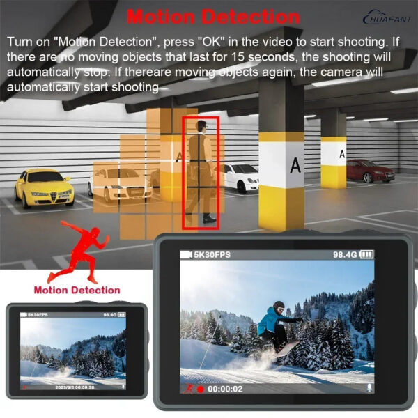 9707a4d9cd361c4a 5K 4K60FPS Action Camera Dual IPS Touch LCD EIS 170° DVR 30M Waterproof 5X Zoom Sport Camera With Wireless Mic & Pre Recording