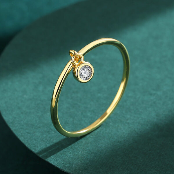 97099c4cb33df3c1 NEW Simple Gold Small Round Diamond Crystal Couple Ring For Women Authentic Sterling Sier Anniversary Gift Jewelry