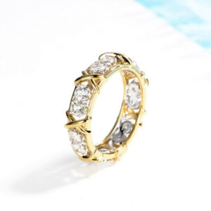 Infinity Eternity 14K Gold Lab Diamond Ring Sterling Sier Engagement Wedding Rings For Women Men Party Finger Band Gift