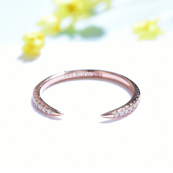 973f05d689174d6a Kuololit AU750 14K Rose Gold Moissanite Ring for Women Solitaire Matching Wedding Diamond V Band Engagement Christmas