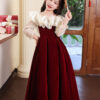 975b2b349e40fa8e YZYmanualroom Red High End Veet Elegant Girl First Communion Concert Wedding Party Teen Junior Bridesmaid Dress