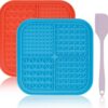 Licking Mat for Dogs Cats 2 Pack, Dog Peanut Butter Lick Pad with Strong Suction Cups for Calming, Reduce Anxiety Boredom (Blue & Green)