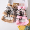 Winter Jacket Clothes Grid Warm Small Dogs Clothing With Fur Collar Cotton Pet Outfits French Bulldog Coat Vest Chihuahua
