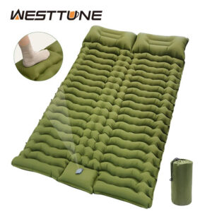 9769e42075bc12d0 Double Sleeping Pad for Camping Self-Inflating Mat Sleeping Mattress with Pillow for Hiking Outdoor 2 Persons Travel Bed Air Mat