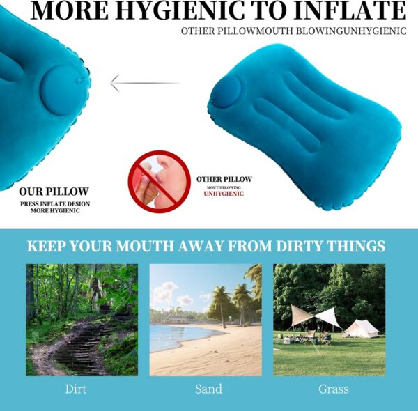 97884aedb0bd3bc9 Ultra Light Inflatable Camping Pillow - Inflatable Pillow for Camping, Hiking, and Backpacking - Press-to-Inflate Design for Safer and Healthier - Compressed design for Hiking, and Backpacking Travel