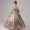 Girls Kid‘s Dress for Wedding Christmas Party Lace Elegant Sequin Tulle Princess Pageant Formal Vestidos