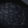 Bamoer U 0.5CT Double Layers Moissanite Necklace Adjustable Round Beads Chain Water Drop Pendant for Women Engagement Gift