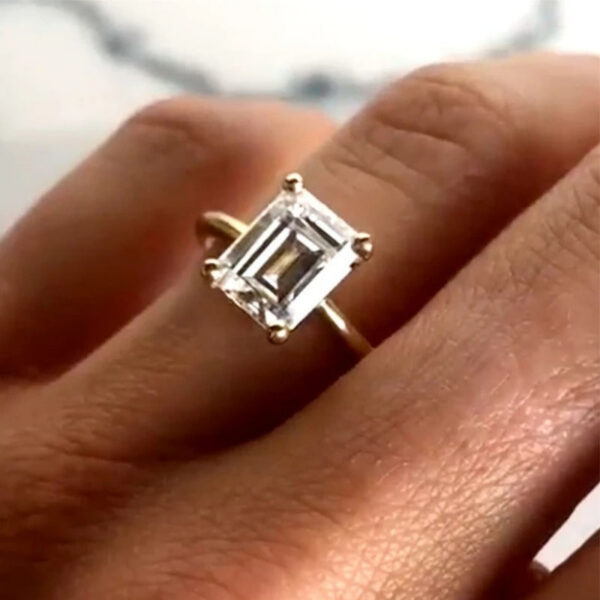 97ac4f4ba9197aee SpringLady Sterling Sier 8*10mm Emerald Cut Four-claw White High Carbon Diamond Ring Women's Fine Jewelry Accessories