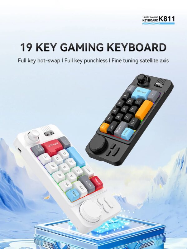 97b91c74c0cb9ea0 Programmable Wired Mechanical Keyboard with Volume Scroll Wheel,Game Joystick 19Key Hot-Swappable Number Keypad for Win8/10/Mac