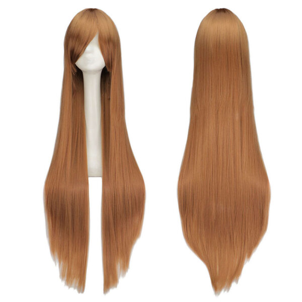 Long Straight Cosplay Wig Purple Black Red Pink Blue Dark Brown 100 Cm Synthetic Hair Wigs