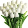 97c3285dad94f44f Dark Pink Tulips Artificial Flowers 20Pcs Real Touch Faux Fake Tulips Flowers for Home Office Wedding Decor Artificial Tulips Flower Arrangement Bouquet Faux Flowers for Decoration
