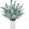 18pcs Babys Breath Eucalyptus Leaves Bouquet Blue Gypsophila Artificial Flowers and Faux Greenery for Home Decor