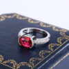 97fcc9fc36483e7c 2024 NEW Fashion Princess Cut Oval Ruby Full Diamond Couple Ring for Women Zircon Anniversary Gift Party Jewelry Sier Rings