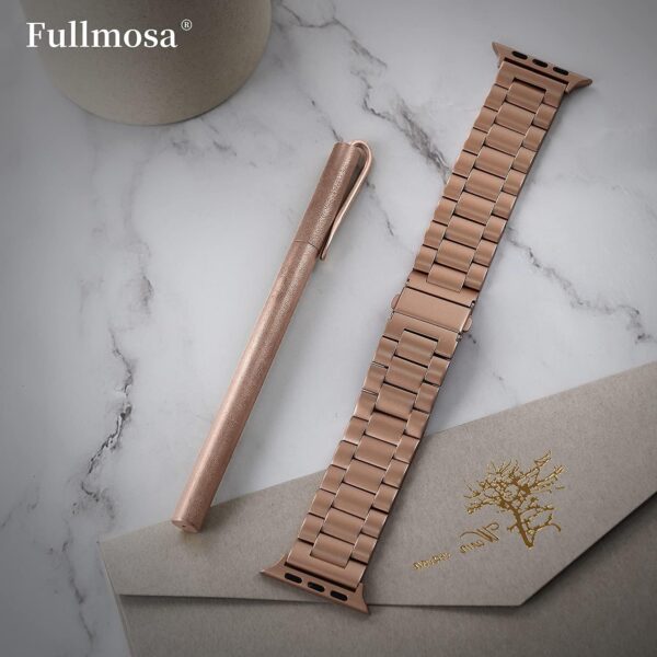 9852303d08269f3f Fullmosa Compatible Apple Watch Bands 41mm 40mm 38mm, Stainless Steel iWatch Band with Case for Apple Watch Ultra2/Ultra Series 9/8/7/6/5/4/3/2/1/SE/SE2, Rose Gold(Short)