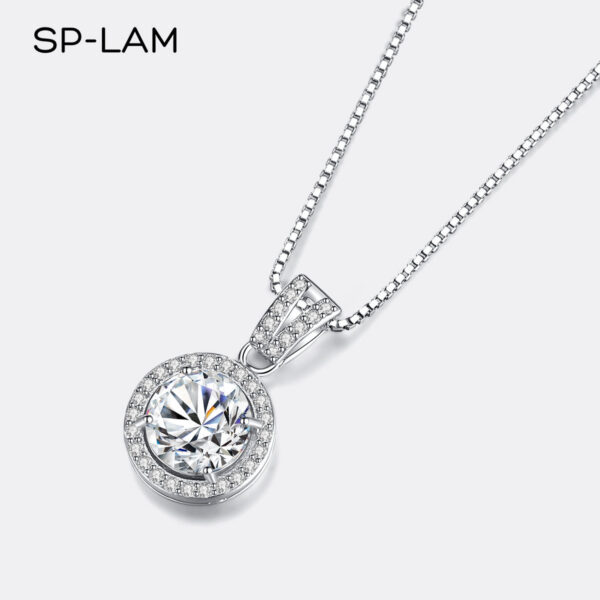 9858044a58590513 SP-LAM Moissanite Diamond Pendant Necklaces For Women Sterling Sier Chain Trending Iced Bling Wedding Jewelry