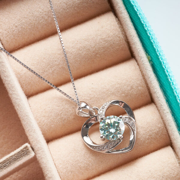 1 Carat Real Moissanite Pendant Necklace Gold Color Sterling Sier Thick Neck Chain Jewelry Pass Diamond Tester