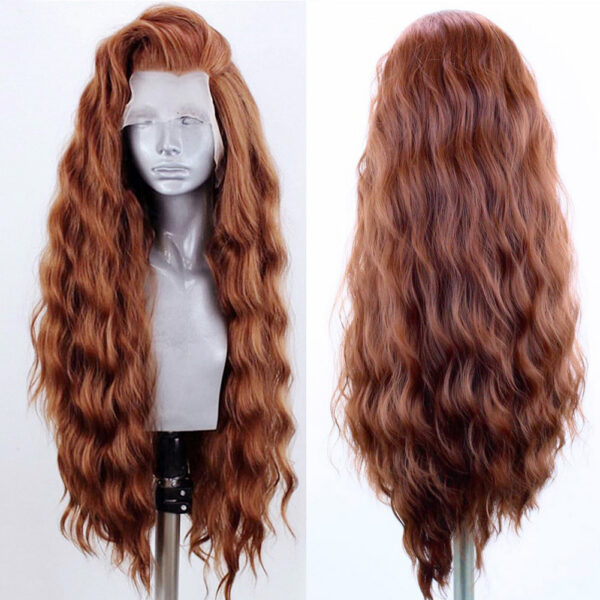 9864b777da6bb797 Front Wigs for Black Women Natural Hairline Synthetic Lace Long Brown Wig Pre Plucked Baby Hair Cosplay