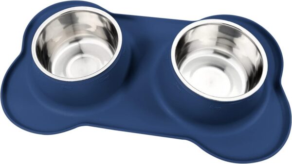 AsFrost Dog Food Bowls Stainless Steel Pet Bowls & Dog Water Bowls No Spill Non Skid, Feeding Bowls with Dog Bowls Silicone Mat for Small Medium Large Size Dogs, Cat Pet Dog Dishes Set, Black, 3 Cup
