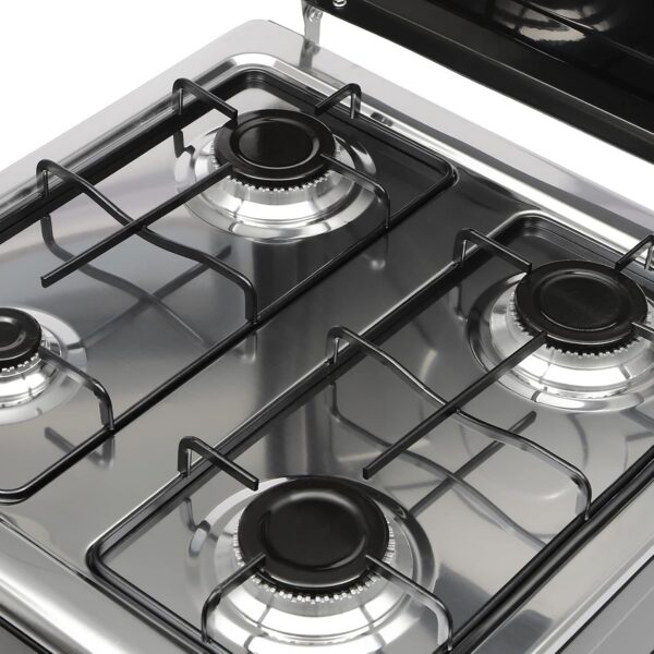 9869d77c8fed282a 4 Burner Gas Stove Portable Outdoor Stove with Removable Storage Stand, Heavy Duty Stainless Steel Propane Gas Cooker with Wind Blocking Cover for Camping Picnic Home RV Cooking (no hose)