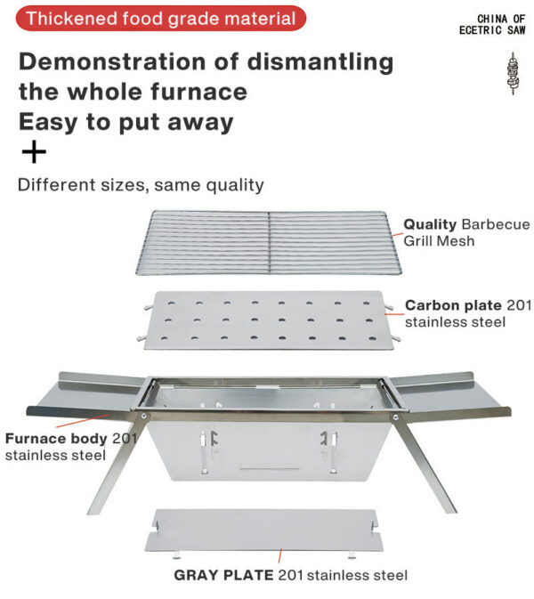 987247e6ad23e1fa Stainless Steel Folding Grill For Home And Outdoor Charcoal Kebabs less Portable Collapsible Barbecue