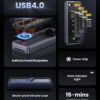 987b631014b710d3 UGREEN 40Gbps NVMe SSD Enclosure M.2 to USB4.0 SSD Case Compatible with M.2 NVME PCIe Built-in Cooling Vest Aluminum Case