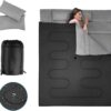 COSTWAY Double Sleeping Bag, Extra Large - 220 x 150 cm - Converts into 2 Singles, Waterproof Sleeping Bag with Free Pillows and Carrying Bag for Camping, Hiking