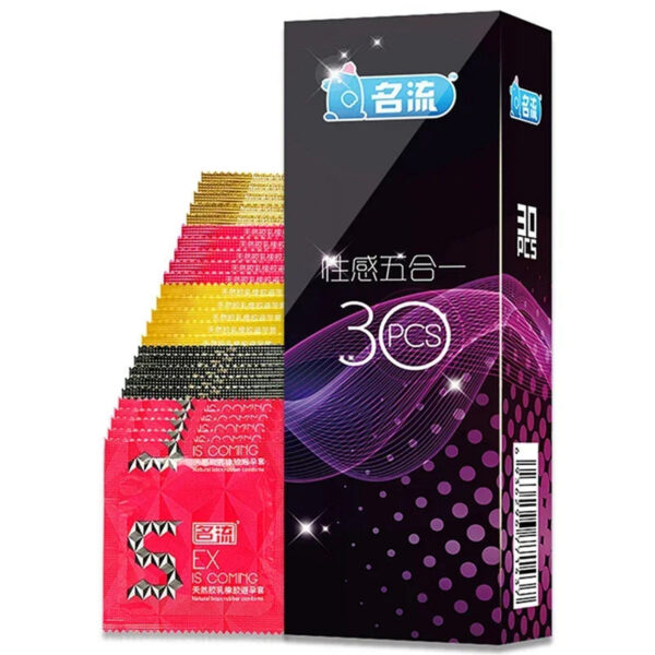 98921eb8a3e551a4 30/24 Pcs 4 Types Condoms Natural Latex Adult Safer Super Lubricated Ultra Thin Penis Sleeve Contraception for Men Sex Toys
