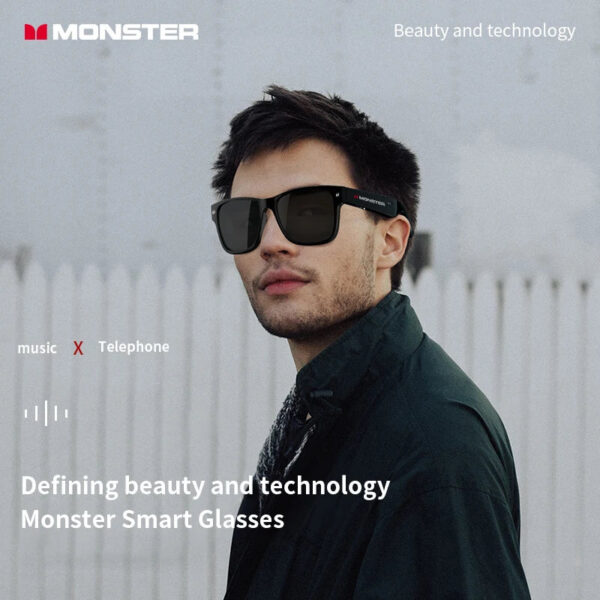 Monster Smart Glasses Headset Wireless Bluetooth Sunglasses Outdoor Sport Earphones Calling Music Eyeglasses With Mic
