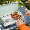 VANSTON 2-Burner Propane Camping Stove, 20,000 Total BTUs, Wind Guards, Adjustable Burners, Instant Push-Button Ignition, Suitable for Backyard BBQs, Beach Cookouts, Tailgating