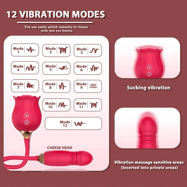 98caea51798eaffd Rose Toy Dildo Thrusting Vibrator for Women Egg Clitoris Sucker Stimulator Tongue Licking Wiggle Adults Goods Sucking Sex Female