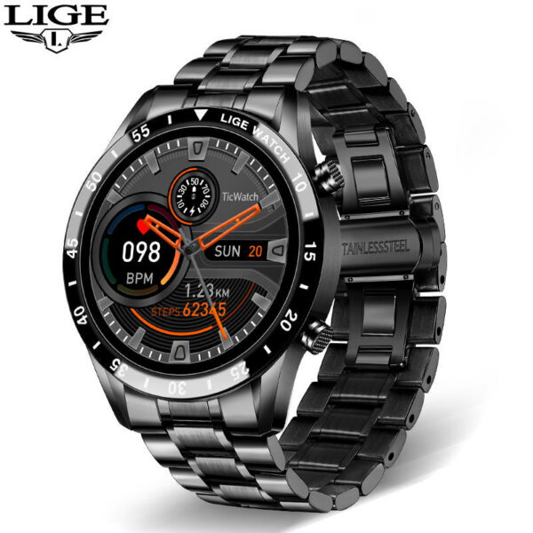 98d57a4a19e2ad08 LIGE 2024 Smart Watch Full Circle Touch Screen Bluetooth Call Men Smartwatch Waterproof Sport Activity Fiess Watch+Box