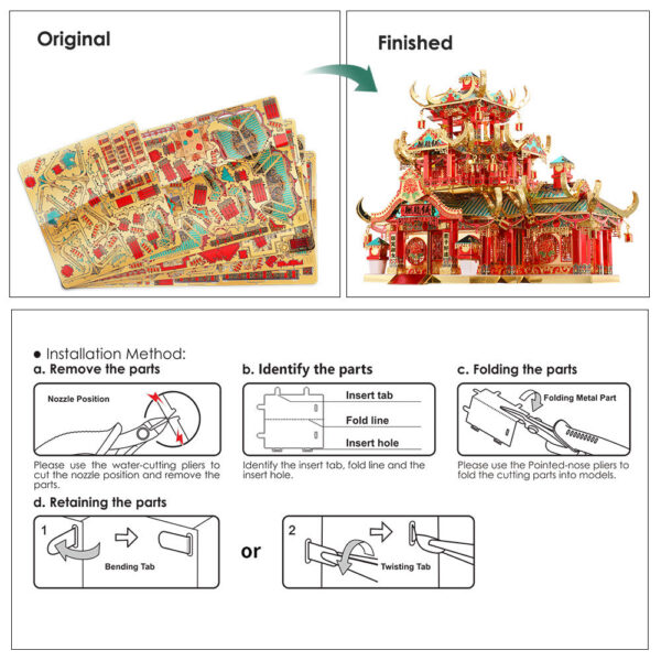 98daace0a9ccfbe9 Piececool 3D Metal Puzzle Adult Chinese Style Building Kits DIY Model for Jigsaw Toy