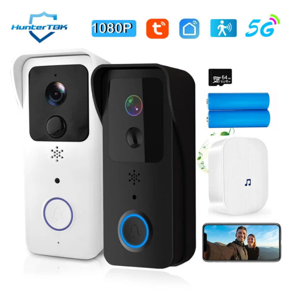 990bcd3ec7ecbbde 5G 2.4G WiFi Video Doorbell 1080P Tuya Smart Outdoor Wireless Intercom Waterproof Wireless Camera with AC/DC Power Ringing Bell
