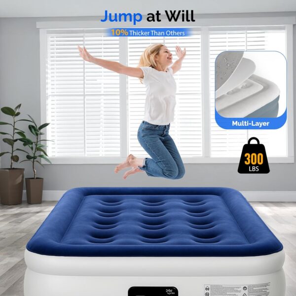991d70e9f37e9fd9 VINGLI Twin Air Mattress with Built-in Pump, 18 Raised Blow Up Mattress with Soft Flocked Top, Leakproof Inflatable Mattress for Camping, Home, Guests,with Storage Bag
