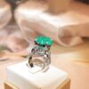 9933a112fe97ea38 Elegant Paraiba Emerald S Sier Heart Full Diamond Couple Ring For Women Lover Geometric Valentine Day Gift Party Jewelry